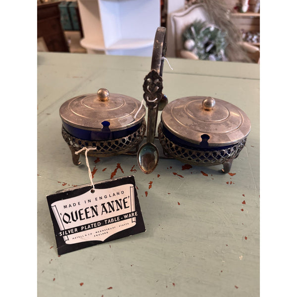 Vintage Queen Anne Silver Plated Condiment Caddy