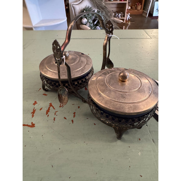 Vintage Queen Anne Silver Plated Condiment Caddy