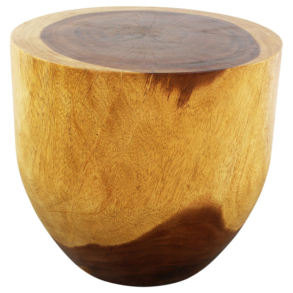 Wood Oval Drum Table 20 in Diameter x 18 in High Oak Oil