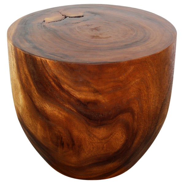 Wood Oval Drum Table in High Walnut Oil showing possible natural imperfections
