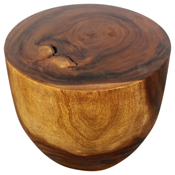 Wood Oval Drum Table top view in High Walnut Oil