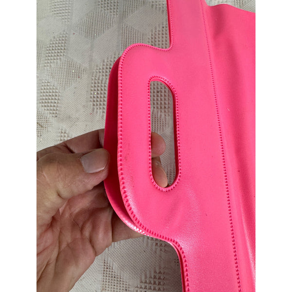 Vintage Pink Vinyl Barbie Bag w Cutout Handle 1980s Style Accessory Storage