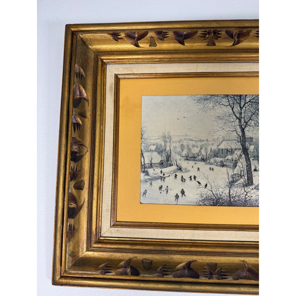 Vintage Gold Framed Winter Landscape With Skaters By Pieter Bruegel The Elder