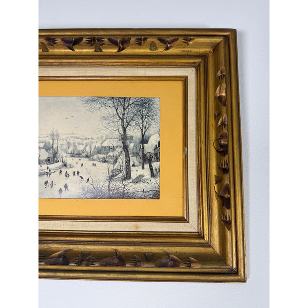 Vintage Gold Framed Winter Landscape With Skaters By Pieter Bruegel The Elder