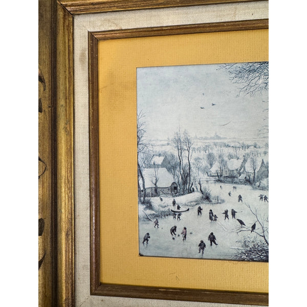 Vintage Gold Framed Winter Landscape With Skaters By Pieter Bruegel The Elder