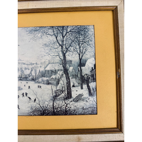 Vintage Gold Framed Winter Landscape With Skaters By Pieter Bruegel The Elder