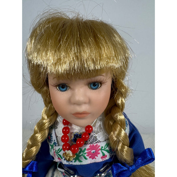Vintage Waterland Holland Doll Porcelain 1990s Traditional Costume with Stand