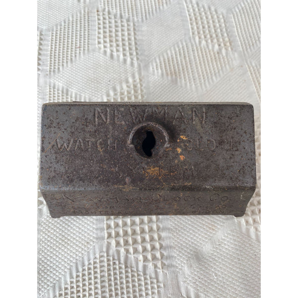 Vintage Newman Watchmans Time Clock Case Cast Iron Locking Box Security