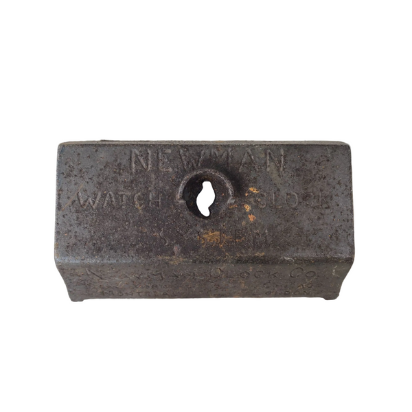 Vintage Newman Watchmans Time Clock Case Cast Iron Locking Box Security