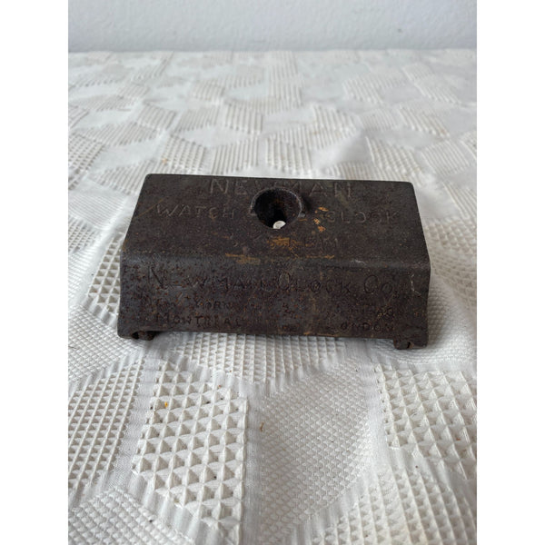 Vintage Newman Watchmans Time Clock Case Cast Iron Locking Box Security