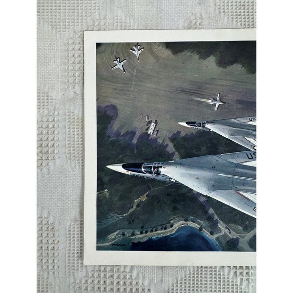 United States Air Force F111A Tactical Fighter Art Print Vintage 1960s Militaria
