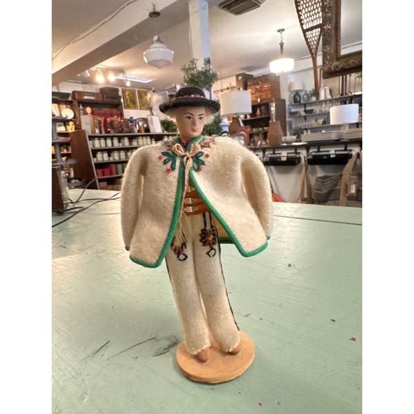 Vintage Polish Folk Art Felt Goral Doll Handmade Collectible Display Piece
