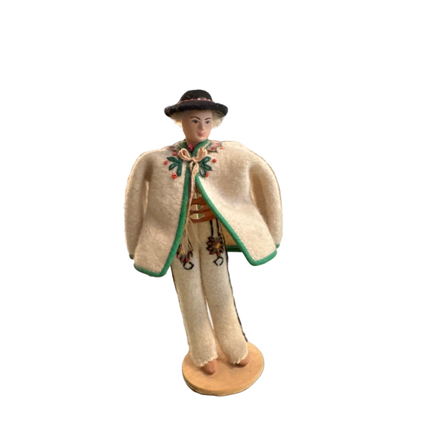 Vintage Polish Folk Art Felt Goral Doll Handmade Collectible Display Piece