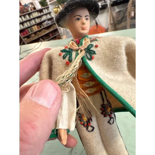 Vintage Polish Folk Art Felt Goral Doll Handmade Collectible Display Piece