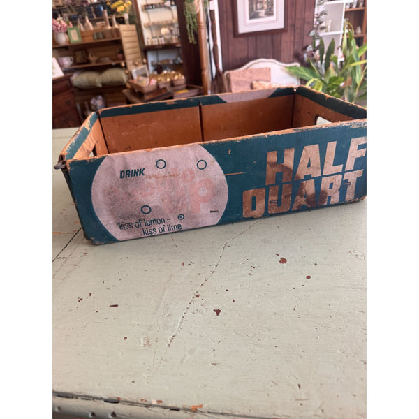 Bubble Up Half Quart Soda Crate Rare Vintage Cardboard Over Wire Base