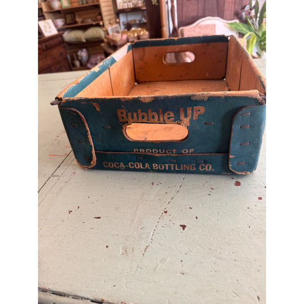 Bubble Up Half Quart Soda Crate Rare Vintage Cardboard Over Wire Base