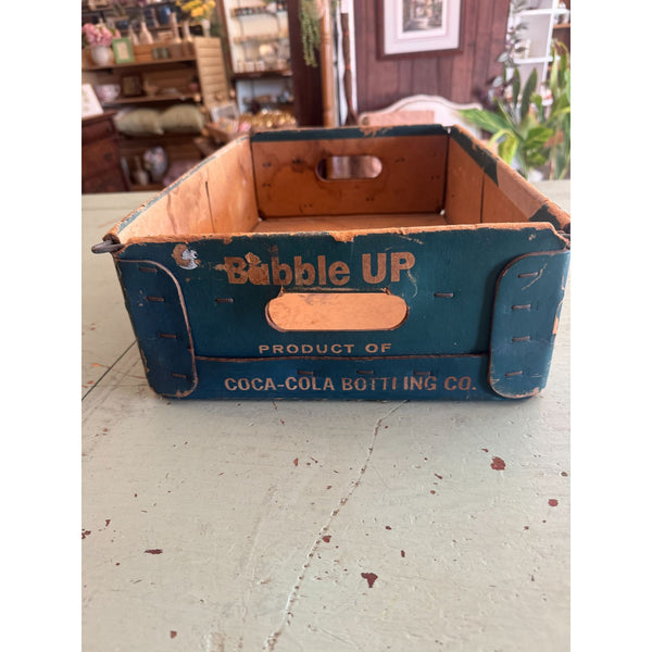 Bubble Up Half Quart Soda Crate Rare Vintage Cardboard Over Wire Base