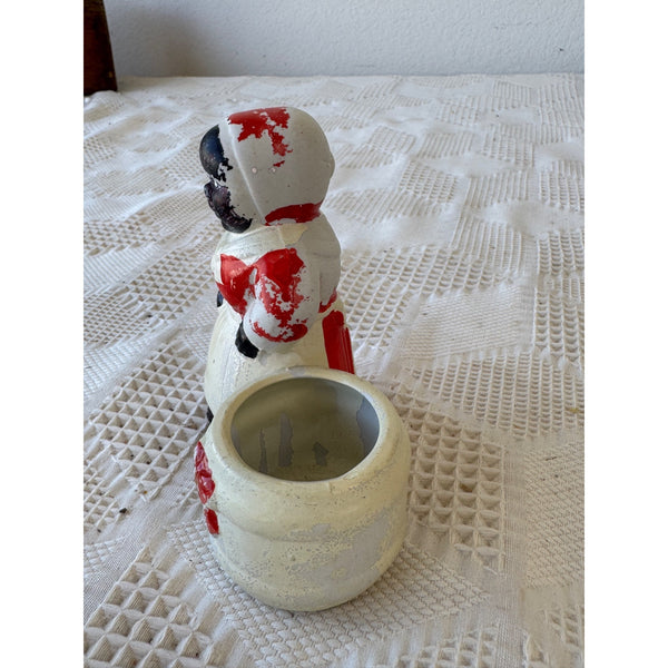 Vintage Aunt Jemima Porcelain Toothpick Holder Mammy w Red and White Detailing