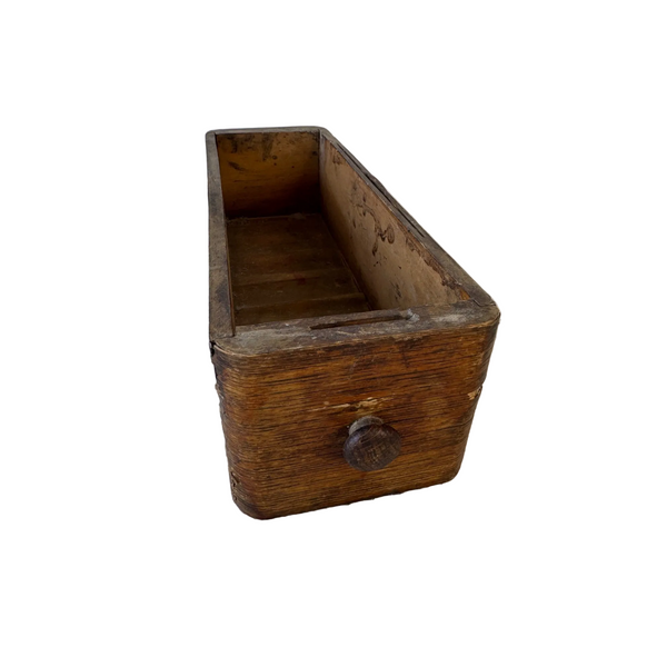 Antique Wooden Sewing Machine Drawer with Pull Knob Rustic Storage Box