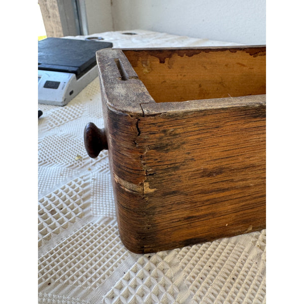 Antique Wooden Sewing Machine Drawer with Pull Knob Rustic Storage Box