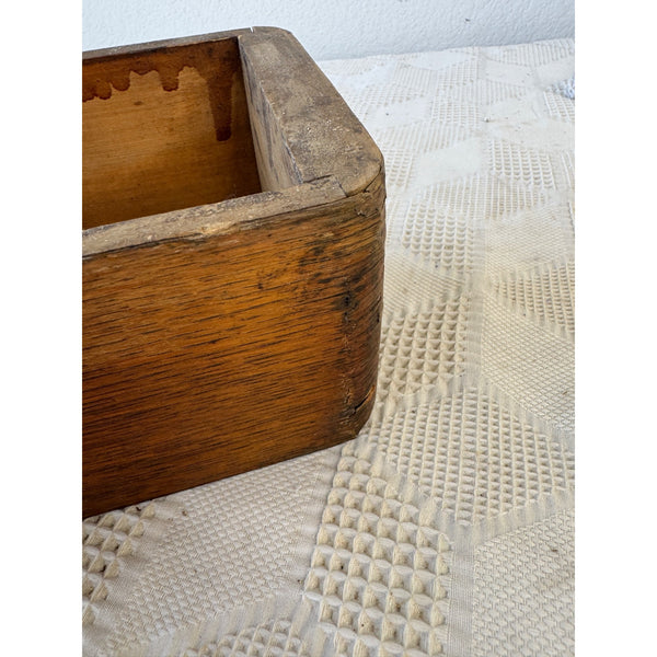 Antique Wooden Sewing Machine Drawer with Pull Knob Rustic Storage Box
