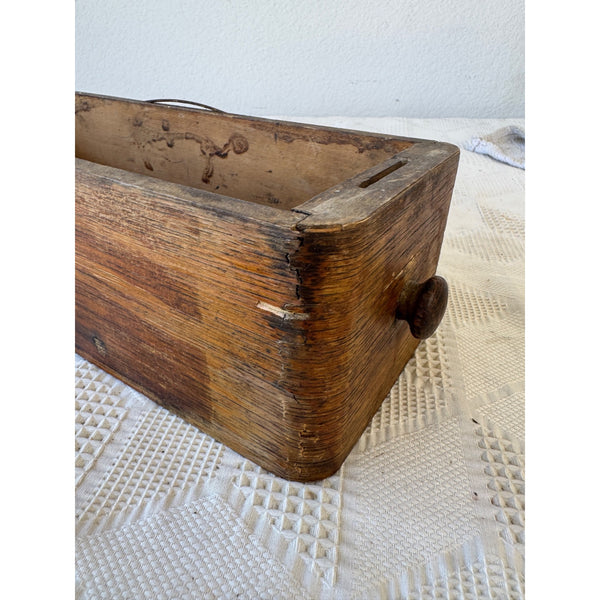 Antique Wooden Sewing Machine Drawer with Pull Knob Rustic Storage Box