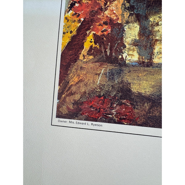 Long Covered Bridge Eisenhower College 1968 Oil Print Autumn Landscape Vintage