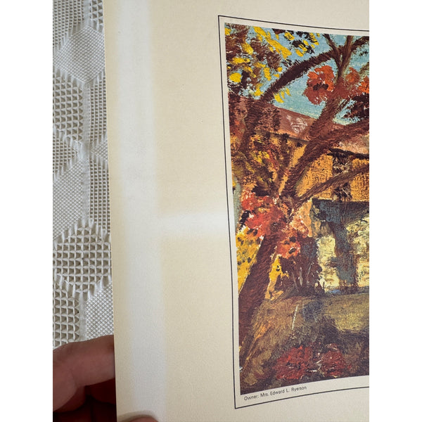 Long Covered Bridge Eisenhower College 1968 Oil Print Autumn Landscape Vintage