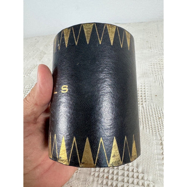 Vintage 1950s Stylecraft Pencil Cup Black and Gold Zigzag Mid Century Design