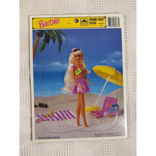 Barbie 1993 Golden Books Frame Tray Puzzle Beach Scene 8277 Vintage Collectible