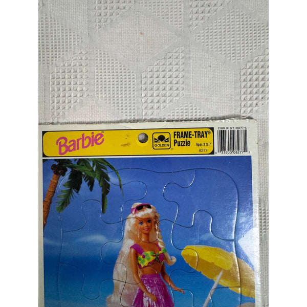 Barbie 1993 Golden Books Frame Tray Puzzle Beach Scene 8277 Vintage Collectible