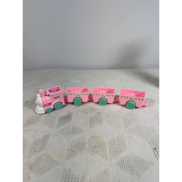 Barbie Kelly Pink Toy Train Set w Locomotive & 3 Cars Vintage 1996 Kids Play Set