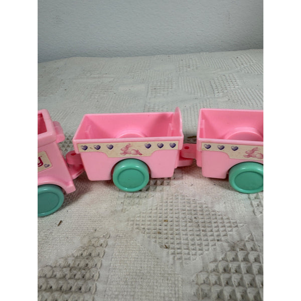 Barbie Kelly Pink Toy Train Set w Locomotive & 3 Cars Vintage 1996 Kids Play Set