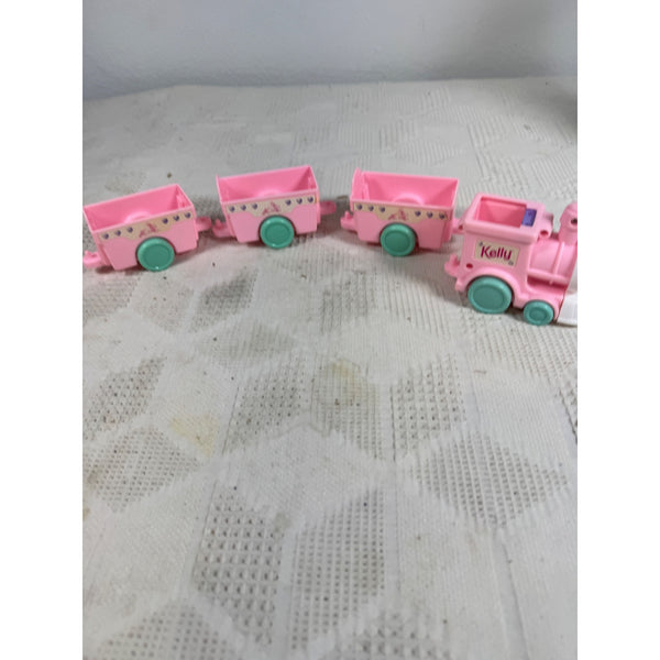 Barbie Kelly Pink Toy Train Set w Locomotive & 3 Cars Vintage 1996 Kids Play Set