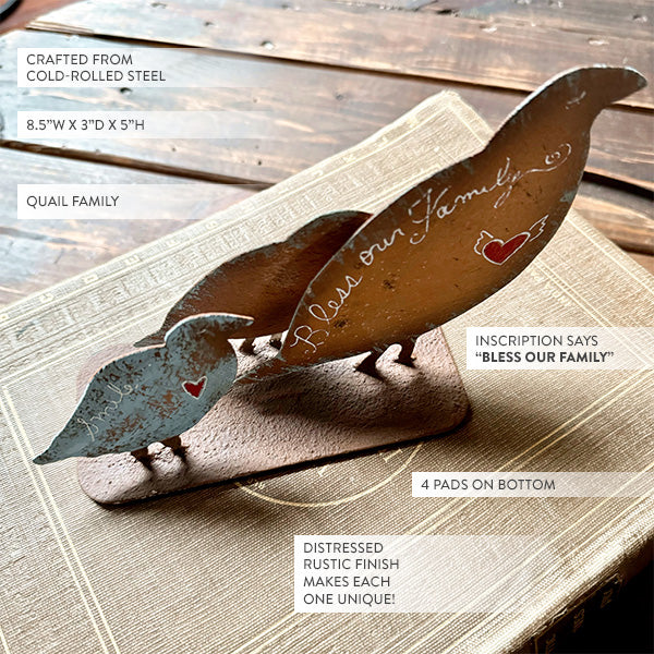 Rustic Steel Mother Quail and Family specifications