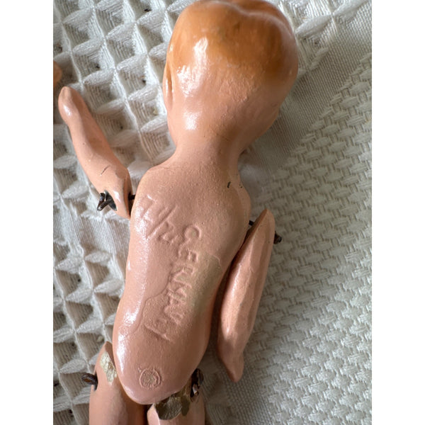 Antique German Jointed Bisque Dolls Hand Painted Articulated Limbs Pair