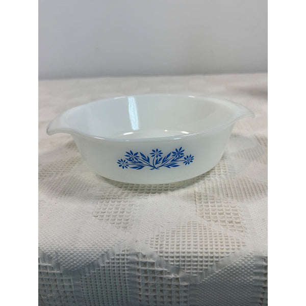 Anchor Hocking Fire King One Quart White Casserole Dish Blue Cornflower Design