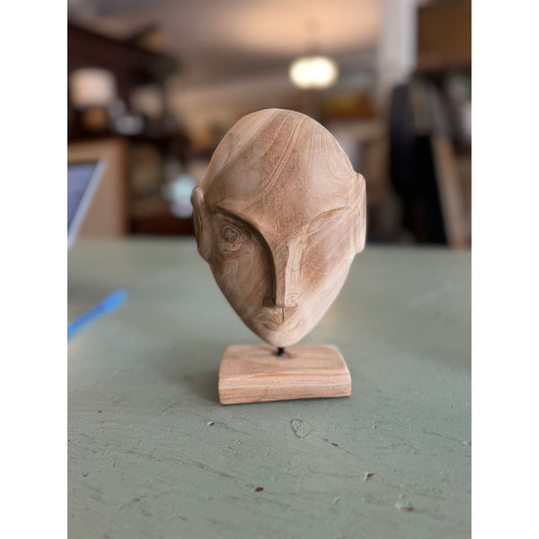 Hand-Carved Teakwood Face on Stand NEW Shelf decor Home Decor Office Decor