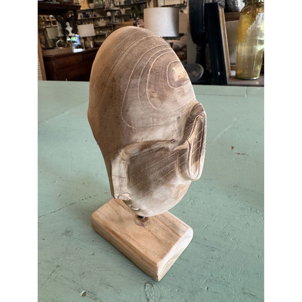 Hand-Carved Teakwood Face on Stand NEW Shelf decor Home Decor Office Decor