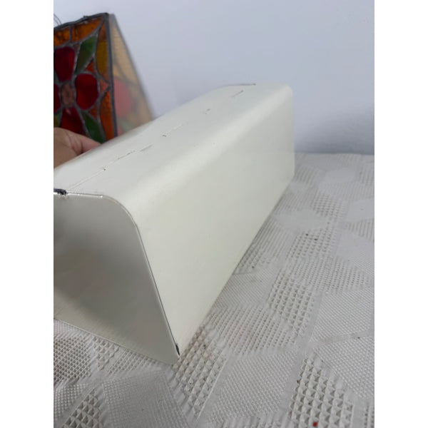 Old Sheffield Village Metal Bread Box Country Cottage Design Cream Vintage Style (gently used)