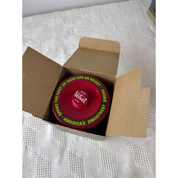 Vintage Velvet Pipe Tobacco Tin w Rare Original Christmas Holiday Themed Box