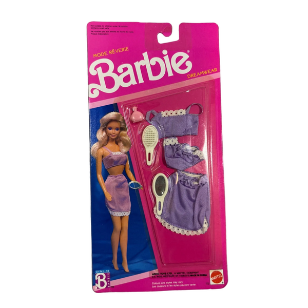 Barbie Dreamwear Mode Reverie Fashion Outfit Set Mattel 1990 Purple Lingerie 