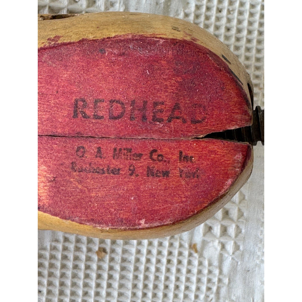 Redhead O A Miller Co Wooden Shoe Stretcher Form w Metal Handle Vintage Cobbler