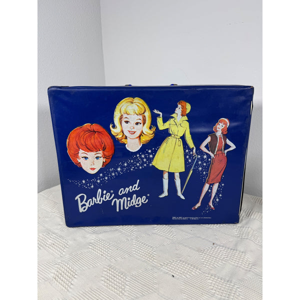 Vintage 1964 Barbie and Midge Doll Carrying Case Blue w Storage Compartments