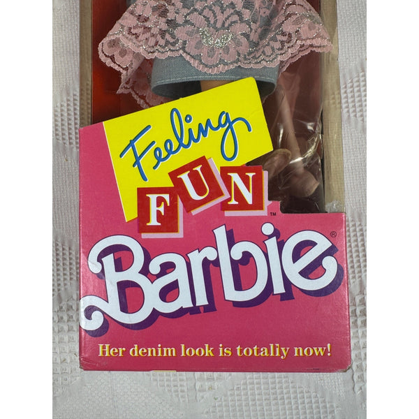 Barbie Feeling Fun Doll 1988 In Denim Fringe Jacket Pink Lace Skirt 1189 NIB