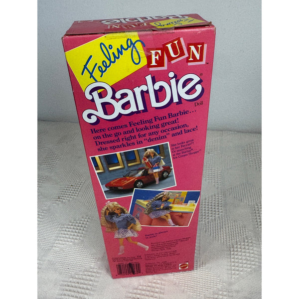 Barbie Feeling Fun Doll 1988 In Denim Fringe Jacket Pink Lace Skirt 1189 NIB