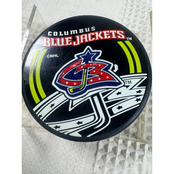 Columbus Blue Jackets Official NHL Licensed Hockey Puck Displayed In Case