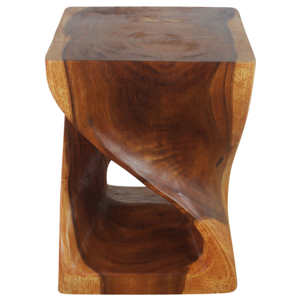 Wood Twist End Table 15 x 15 x 20 in H Cherry Oil second side