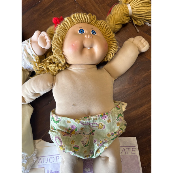 Pair of Cabbage Patch Kids Preemies Dolls w Adoption Certificate Birth Vintage