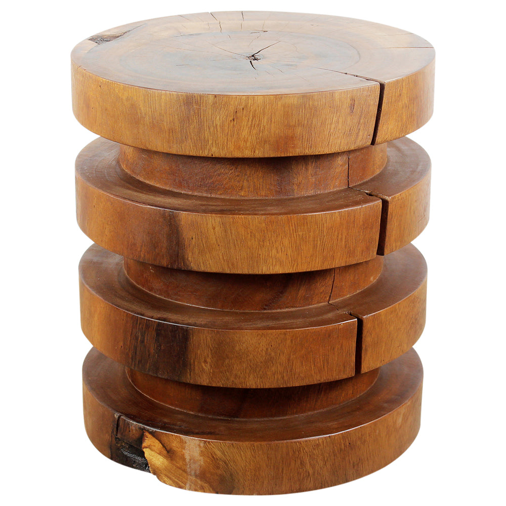 Wood Towering Rings Table 18 in DIA x 20 in H Walnut Oil